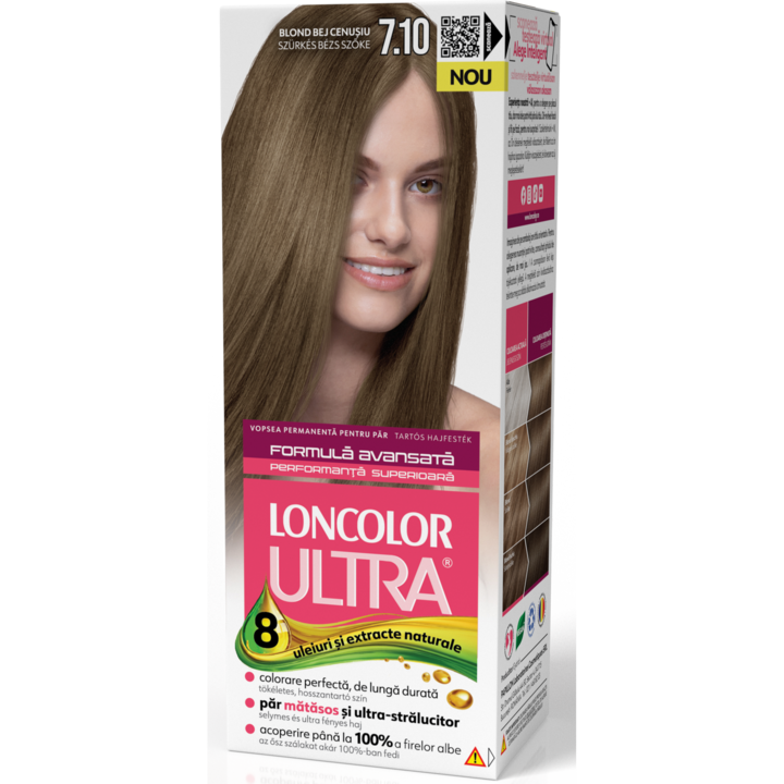 Боя за коса Loncolor Ultra 7.10, Бежово сиво, Перманентна, 100 мл
