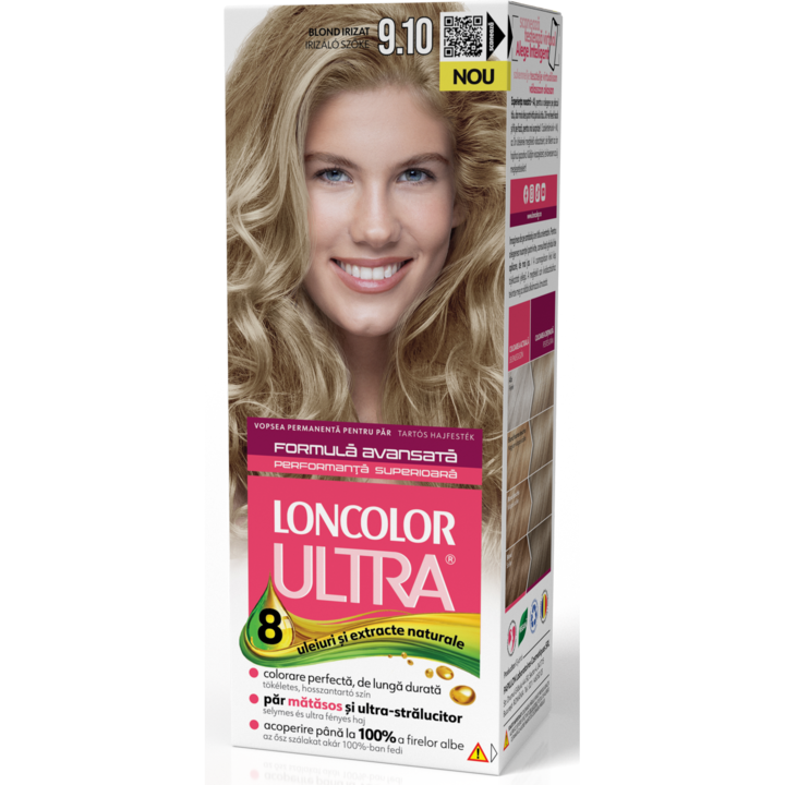 Боя за коса Loncolor Ultra 9.10, Преливащо русо, Перманентна, 100 мл