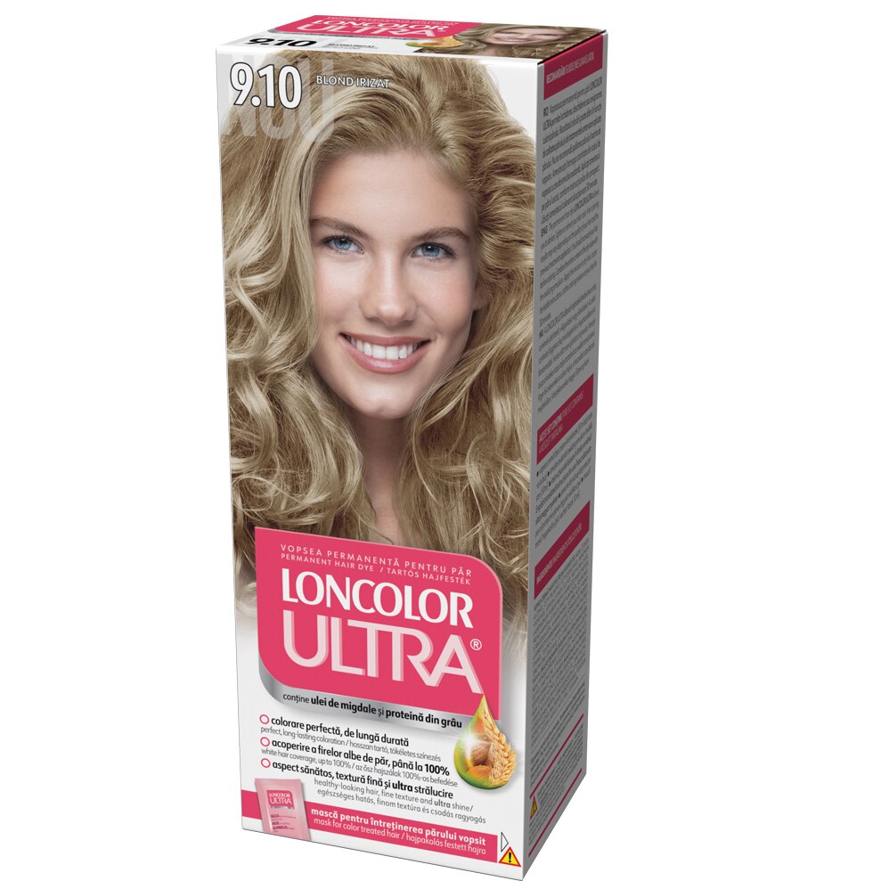 Vopsea de par permanenta Loncolor Ultra 9.10 Blond Irizat, 100 ml