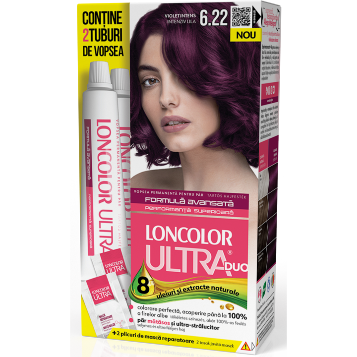 Vopsea de par permanenta Loncolor Ultra Max 6.22 Violet Intens, 200 ml