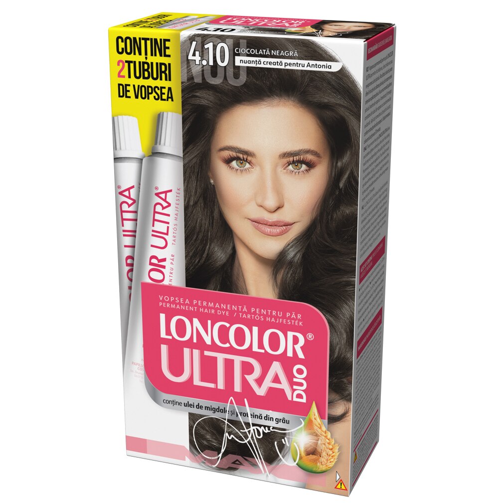 Vopsea de par permanenta Loncolor Ultra Max 4.10 Ciocolata Neagra, 200 ml