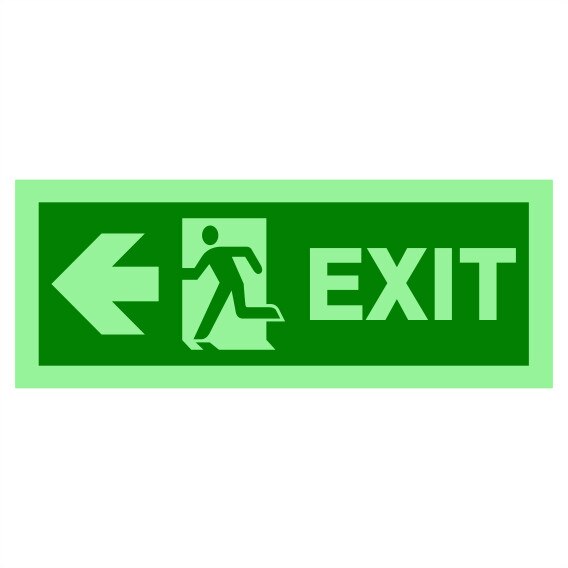 Indicator fotoluminiscent Exit stanga, autocolant 7.5x19.5 cm
