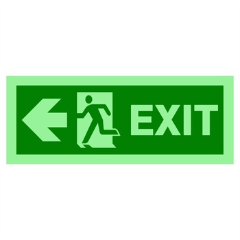 Indicator fotoluminiscent Exit stanga, autocolant 7.5x19.5 cm Indicator fotoluminiscent Exit stanga, autocolant 7.5x19.5 cm