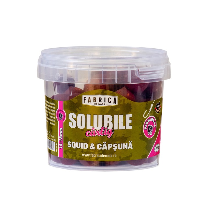 Boilies Solubil pentru carlig - Squid & Capsuna, Fabrica de Nada, 200gr