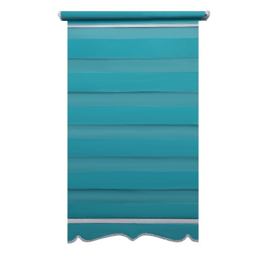 Jaluzea tip Rulou textil MINI cu Terminatie Decorativa,Deko Design,Rolete Zebra Day & Night Luxury High Quality, 100x120cm,ZW21,culoare turcoaz,accesorii albe
