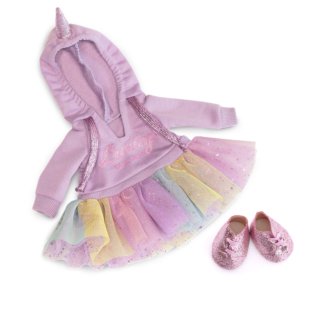 Set vestimentar Lucky Doggy: Rainbow Unicorn, 25cm, Orange Toys