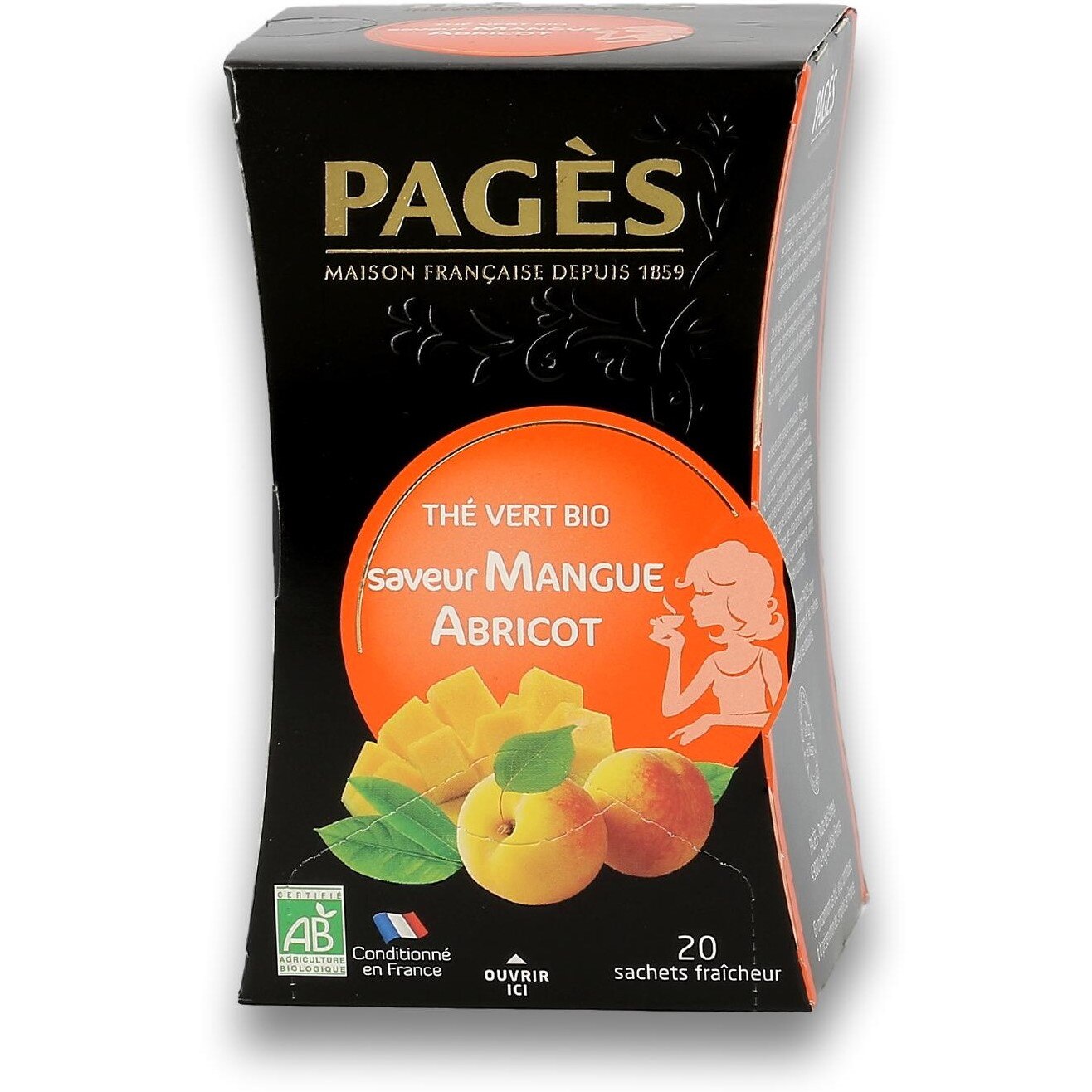 Ceai verde bio cu mango si caise Pages, 1.8 g