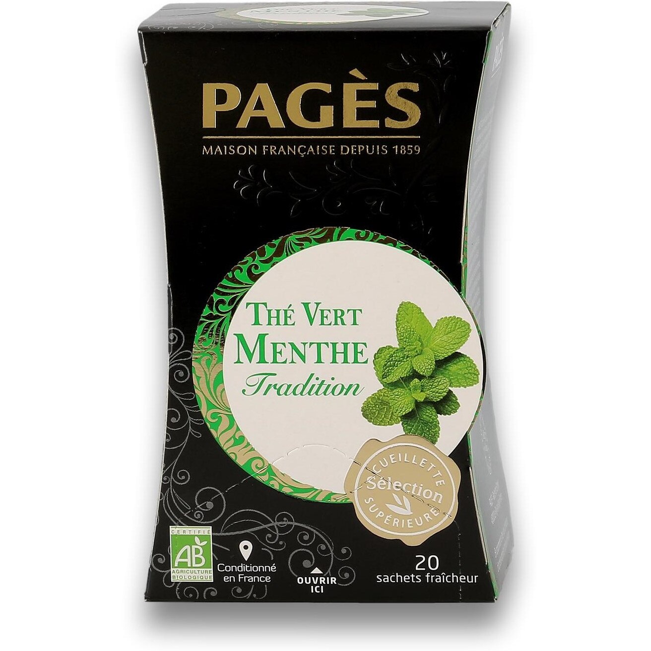 Ceai verde bio cu menta Pages, 1.8 g