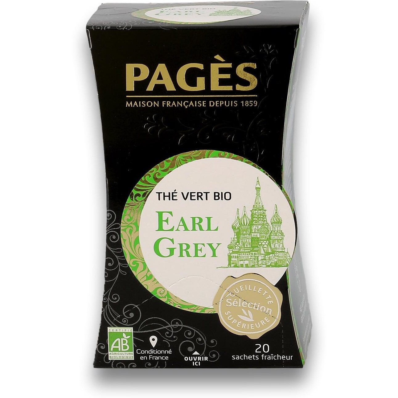 Ceai verde bio Earl Grey Pages, 1.8 g