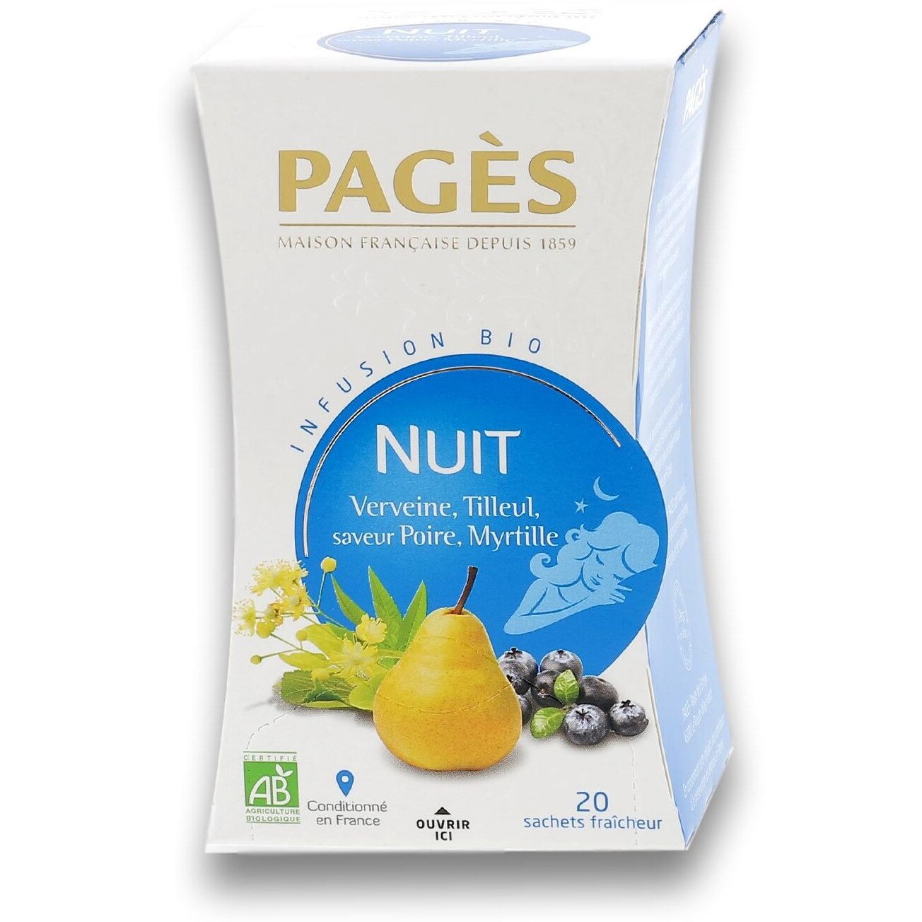 Infuzie bio noapte buna (verbena, tei, pere, afine) Pages, 1.5 g