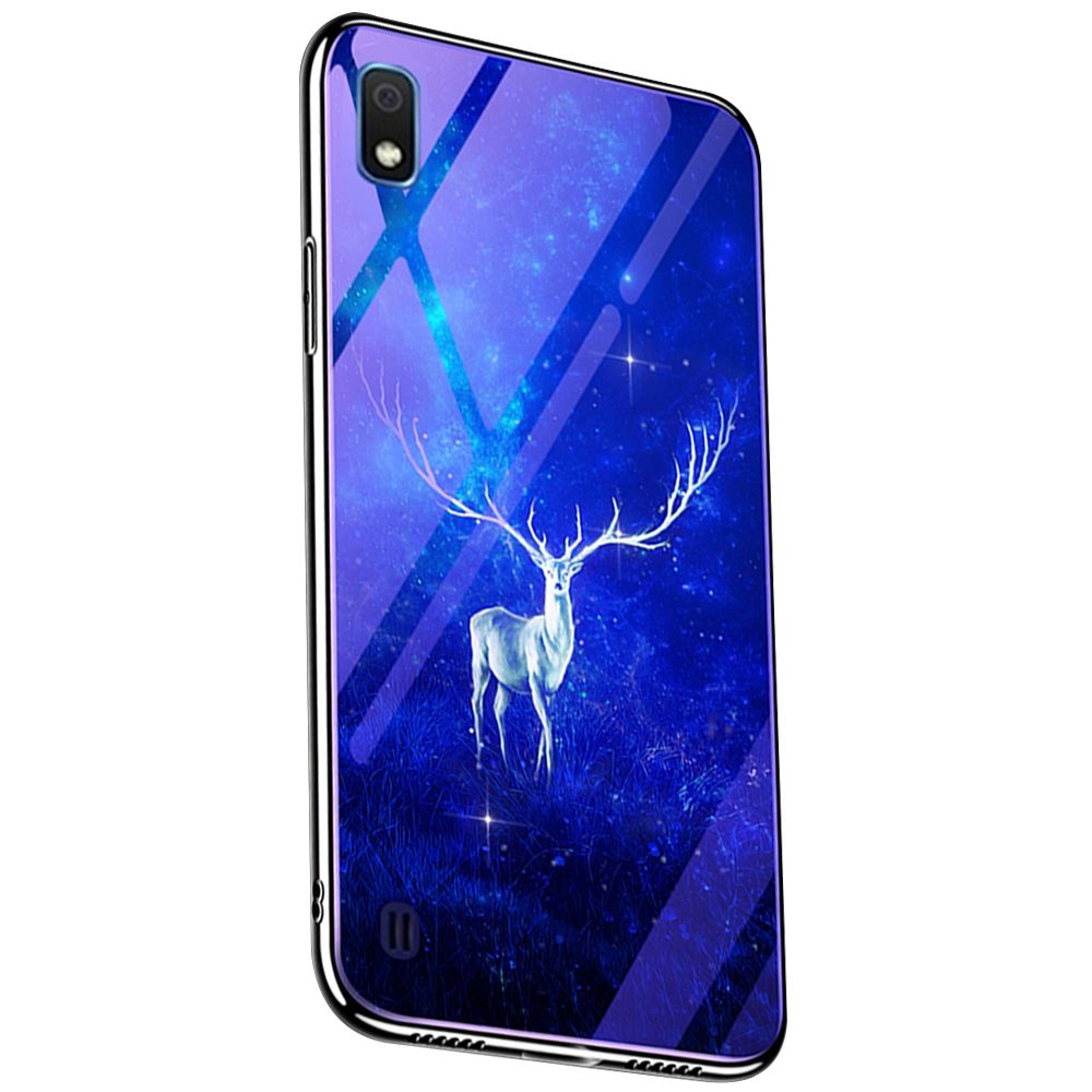 Husa Lemontti Electroplated Edge Blue Light Glass compatibil cu Samsung Galaxy A30, Star Elk