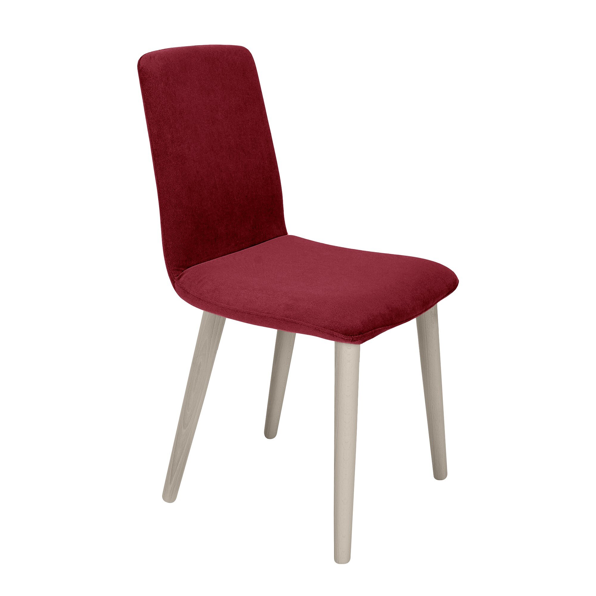 Scaun living, iMK®, fix, fara brate, cadru lemn gri, tapiterie stofa visinie, 54 x 54 x 87 cm