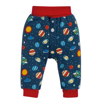 Pantaloni gogosar, calatorie in cosmos, bumbac organic, multicolor, bebe 12-18 luni Pantaloni gogosar, calatorie in cosmos, bumbac organic, multicolor, bebe 12-18 luni