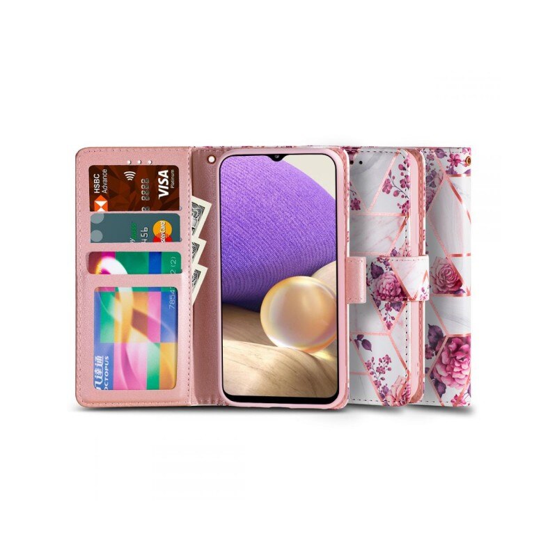 Husa Flip Carte Upzz Tech Wallet Compatibila Cu Samsung Galaxy A12, Floral Rose