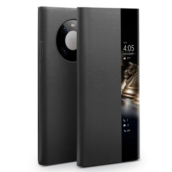 Husa pentru Huawei Mate 40 Pro, smart cover, slim din piele naturala, Qialino Smart Luxury, culoare Negru Husa pentru Huawei Mate 40 Pro, smart cover, slim din piele naturala, Qialino Smart Luxury, culoare Negru