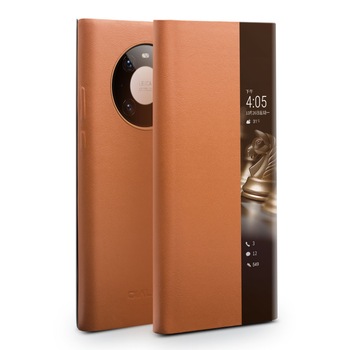 Husa pentru Huawei Mate 40 Pro, smart cover, slim din piele naturala, Qialino Smart Luxury, culoare Maro tabac Husa pentru Huawei Mate 40 Pro, smart cover, slim din piele naturala, Qialino Smart Luxury, culoare Maro tabac