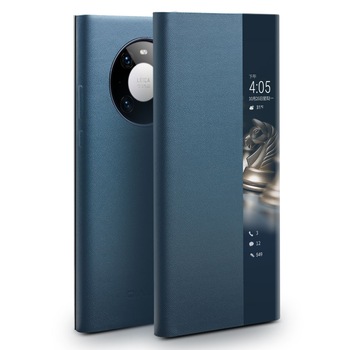 Husa pentru Huawei Mate 40 Pro, smart cover, slim din piele naturala, Qialino Smart Luxury, culoare Royal blue Husa pentru Huawei Mate 40 Pro, smart cover, slim din piele naturala, Qialino Smart Luxury, culoare Royal blue