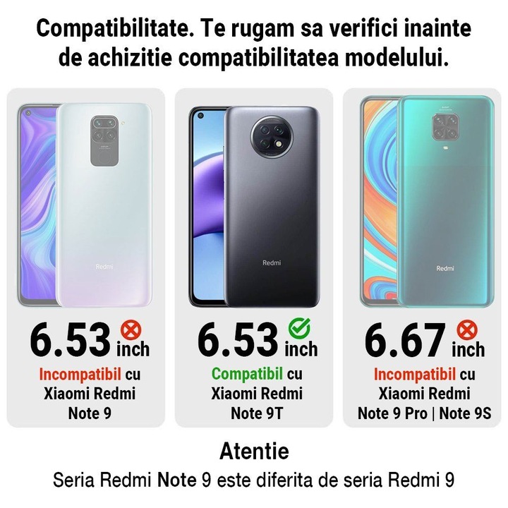 Husa Carte Clear View pentru Xiaomi Redmi Note 9T 5G, Albastru