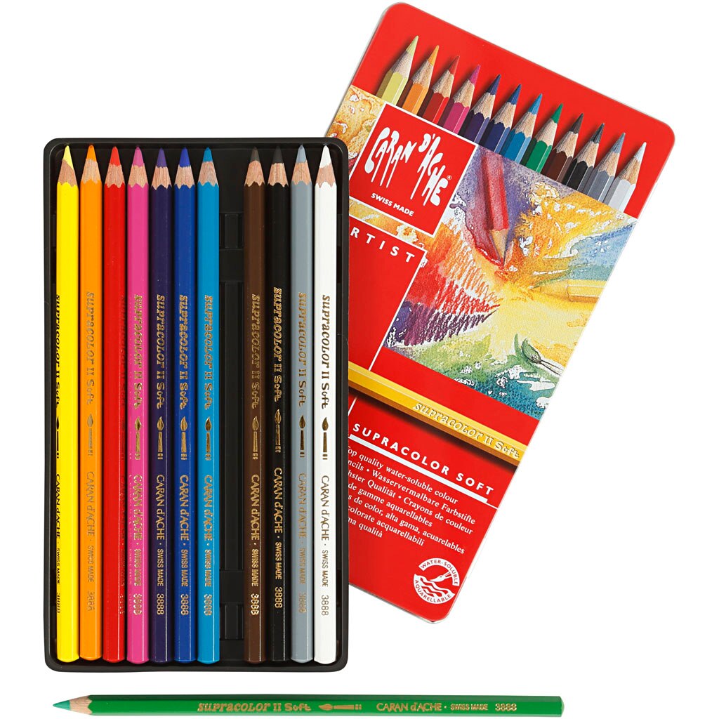 Set 12 creioane colorate Caran d'Ache, Supracolor II, 17 cm, Multicolor 