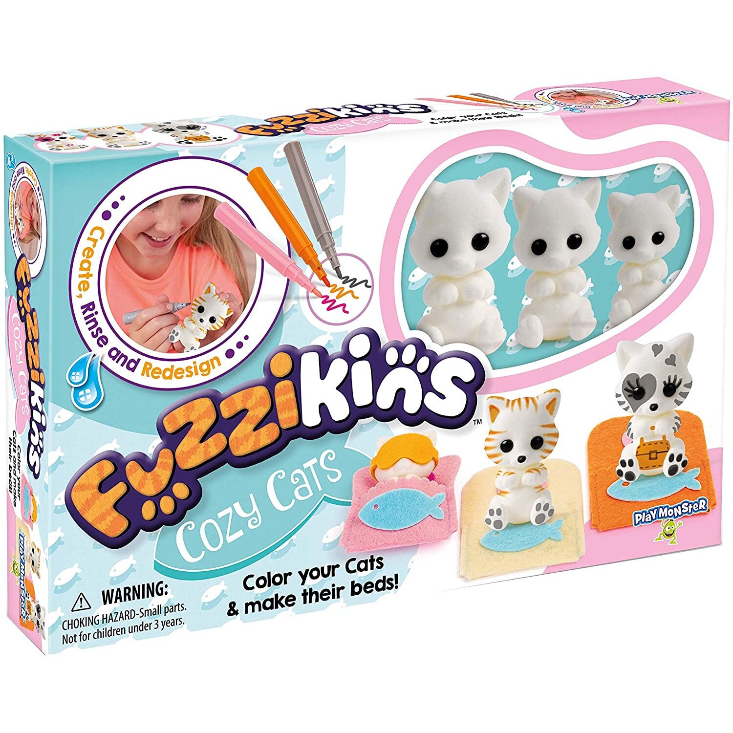 Set pentru colorat Fuzzikins, 3 figurine pisicute, +4 ani