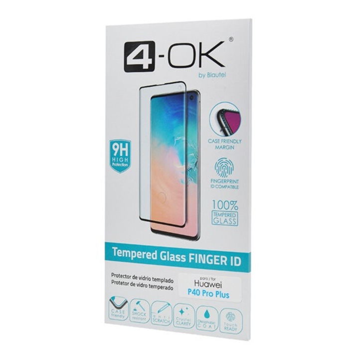 4-ok képernyővédő üveg, 3d, tokbarát, ujjlenyomat olvasó, 9h, átlátszó, kompatibilis: Huawei P40 Pro+ 5G / P40 Pro 5G