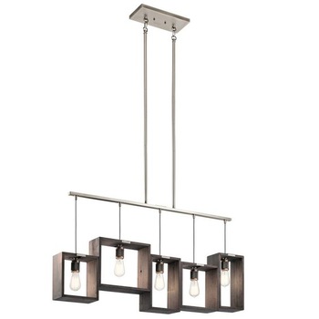 Lustra Cojom Manu 5m din metal si lemn masiv, fag, 5 becuri cu dulie E27, inox cu maro antic Lustra Cojom Manu 5m din metal si lemn masiv, fag, 5 becuri cu dulie E27, inox cu maro antic