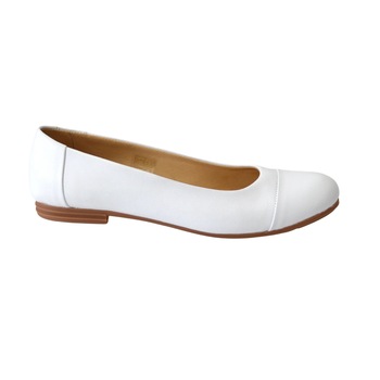 Balerini Dama Albi Simpli din Piele Naturala, Mateo Shoes Balerini Dama Albi Simpli din Piele Naturala, Mateo Shoes