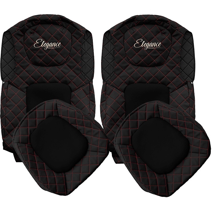 Set 2 huse scaun camion Ford F-Max din 2018 Negru-Rosu