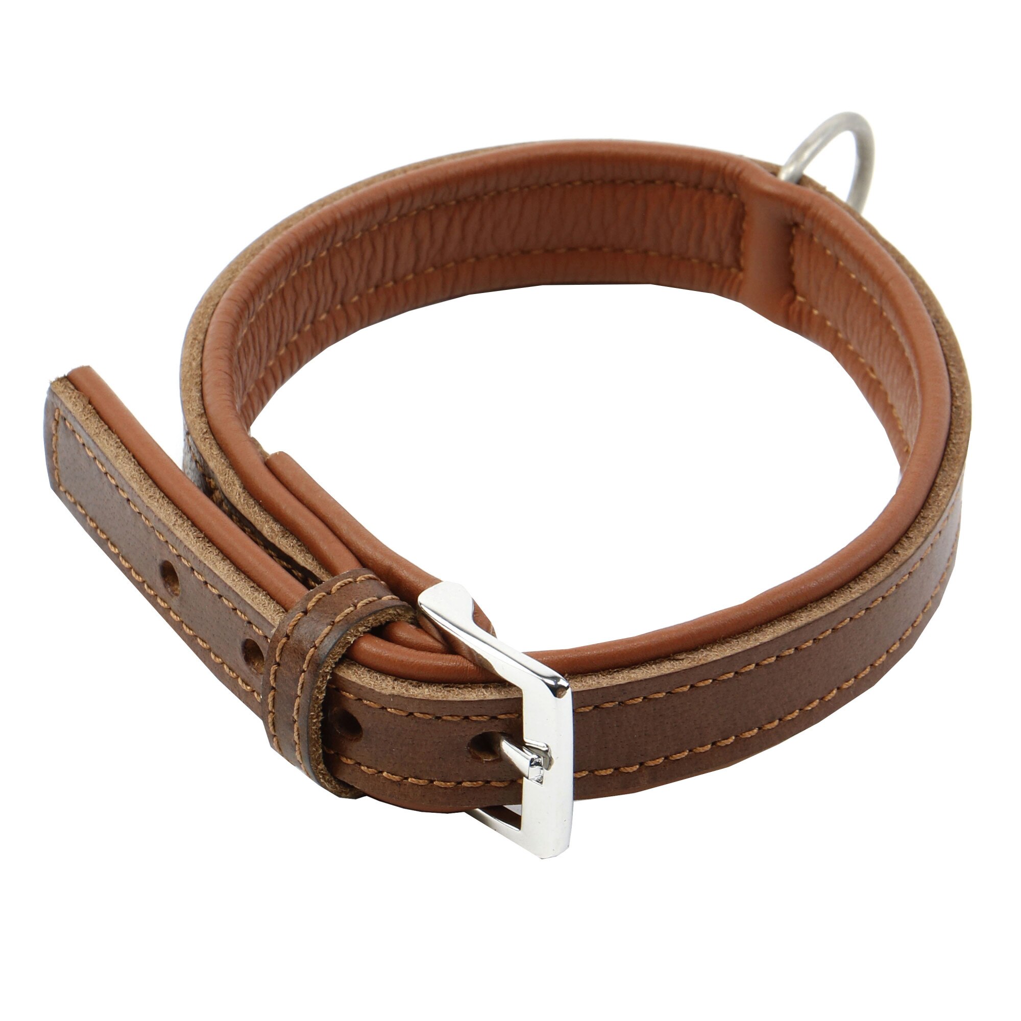 Zgarda din piele pentru caini Kerbl Vegas HQ, Maro, 37-43 cm/25mm