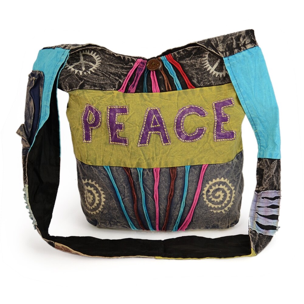 Geanta unicat din bumbac, handmade in Nepal, spirale17