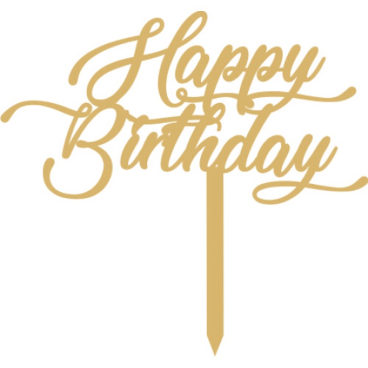 Mini Cake Topper, CRC Studio, Happy Birthday модел 2, 10 см, комплект от 12 бр.