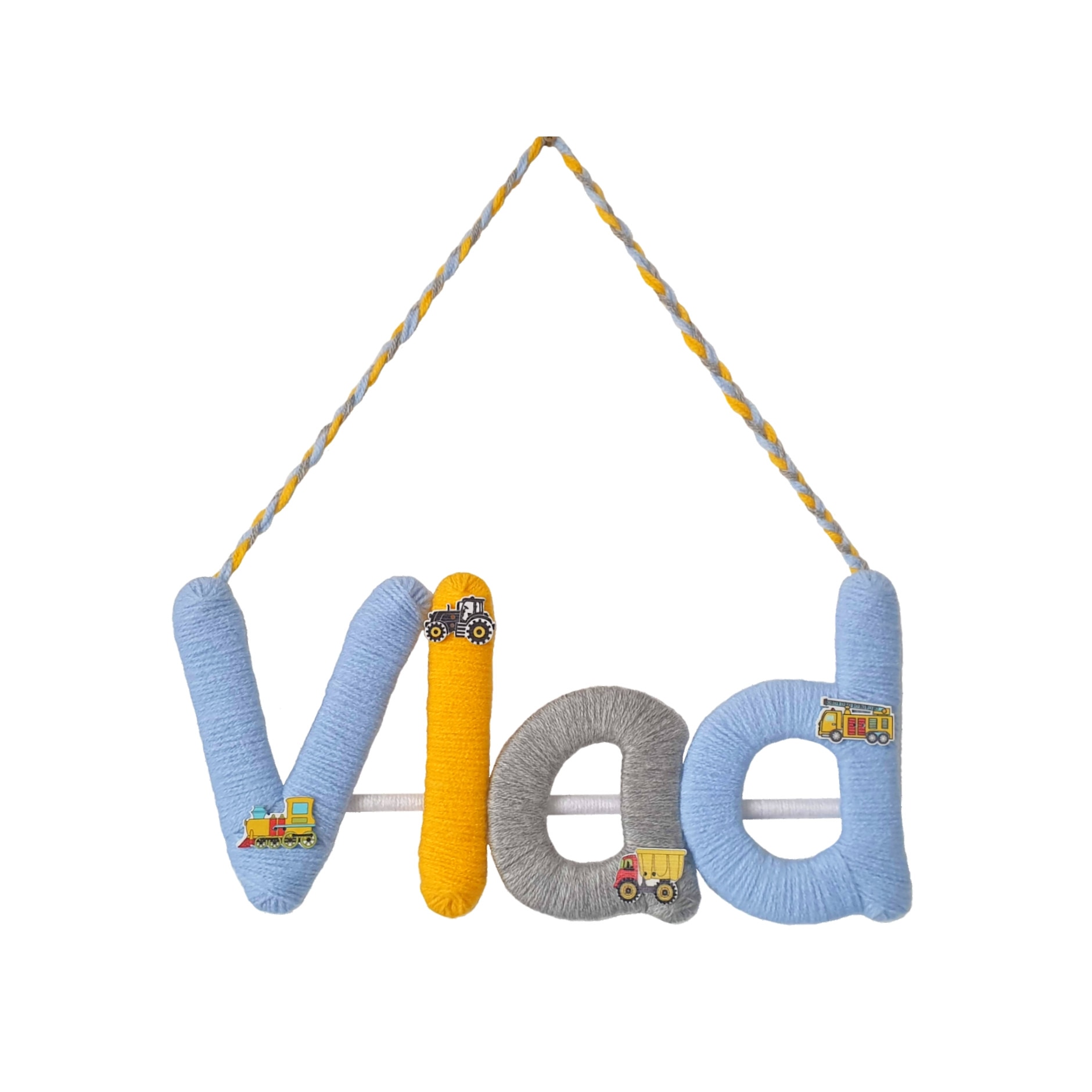 Decoratiune handmade pentru camera copilului, cu nume personalizat Vlad