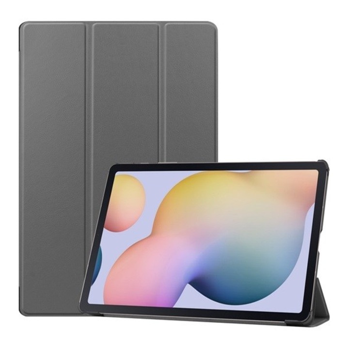 Husa Gigapack cu fermoar, aspect piele, cu clapa activa, pentru Samsung Galaxy Tab S7 Plus LTE 5G (SM-T976), gri