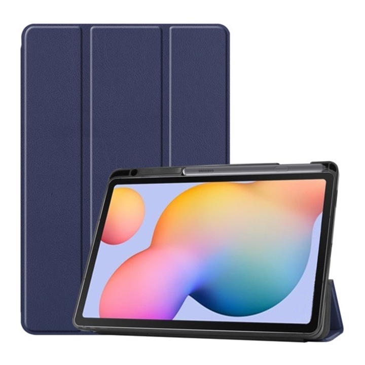 Tablet tok, kompatibilis, SamsungGalaxy Tab S6 Lite 10.4 LTE (SM-P625) 2024 / Galaxy Tab S6 Lite 10.4 WIFI (SM-P620) 2024 Gigapack tok álló, bőr hatású (aktív flip, oldalra nyíló, trifold, asztali tartó, ceruza tartó) sötétkék, gigapack csomagolás