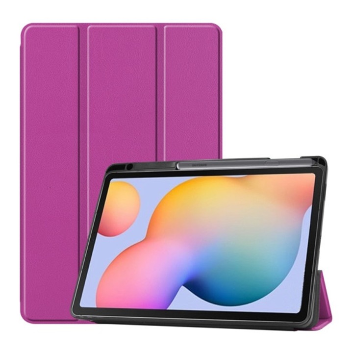 Tablet tok, kompatibilis, SamsungGalaxy Tab S6 Lite 10.4 LTE (SM-P625) 2024 / Galaxy Tab S6 Lite 10.4 WIFI (SM-P620) 2024 Gigapack tok álló, bőr hatású (aktív flip, oldalra nyíló, trifold, asztali tartó, ceruza tartó) lila, gigapack csomagolás