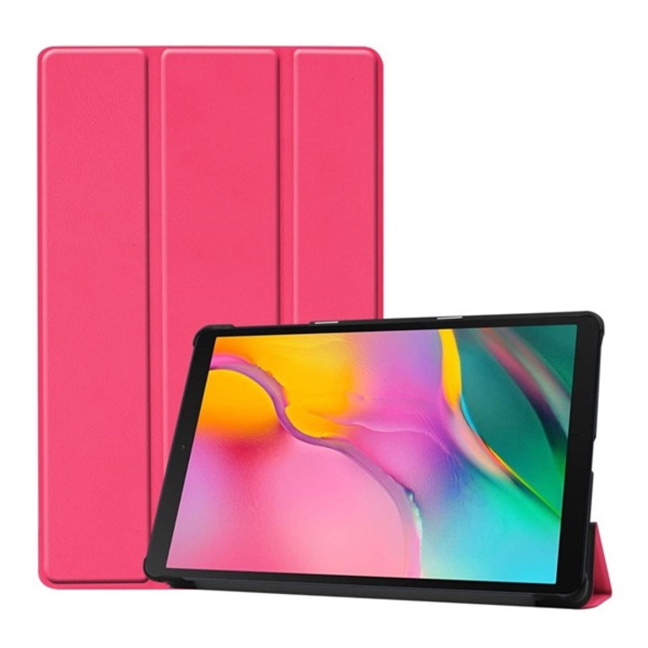 Tablet tok, kompatibilis, Samsung Galaxy Tab A 10.1 LTE (2019) SM-T515 / Galaxy Tab A 10.1 WIFI (2019) SM-T510 Gigapack tok álló, bőr hatású (aktív flip, oldalra nyíló, trifold, asztali tartó) rózsaszín, gigapack csomagolás