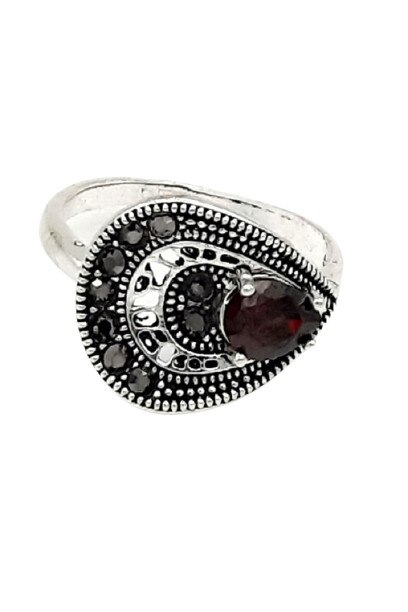 Inele rosu m17, Argintiu/Rosu, 57