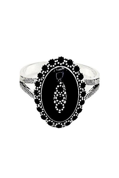 Inele negru m18, Argintiu/Negru