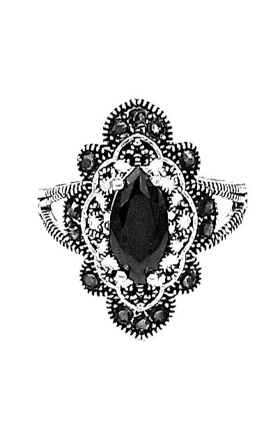 Inel Argint 925 Alice cu piatra neagra marime 18