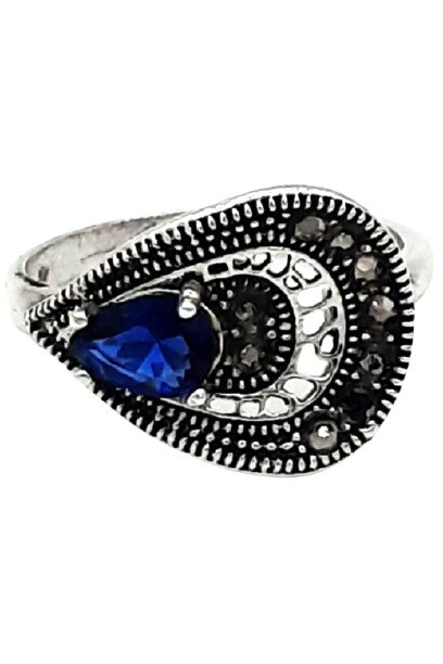 Inele albastru m19, Argintiu/Albastru, 59