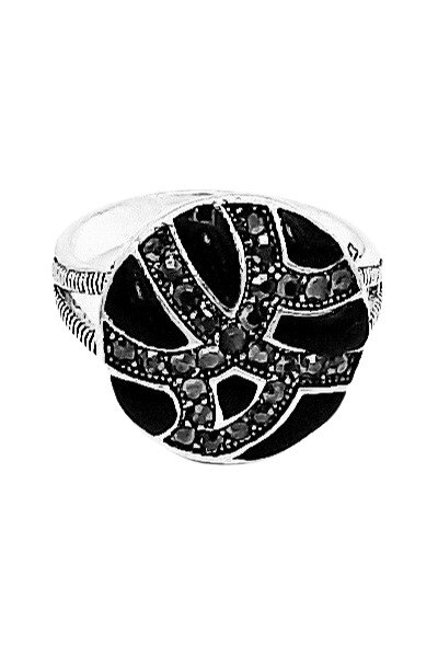 Inel Argint 925 Briana cu email negru marime 17