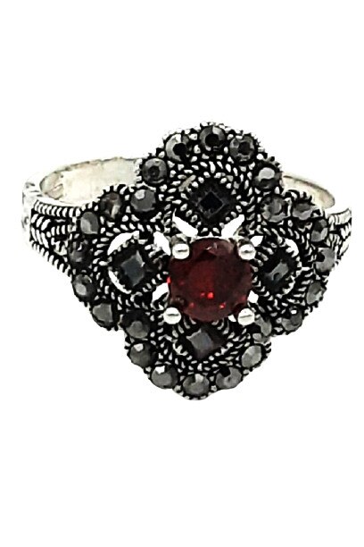 Inele Argint 925 Laura cu piatra, Argintiu/Rosu, 17 (57)