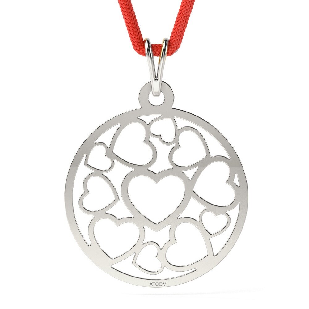 Pandantiv din argint cu snur rosu model Cuore
