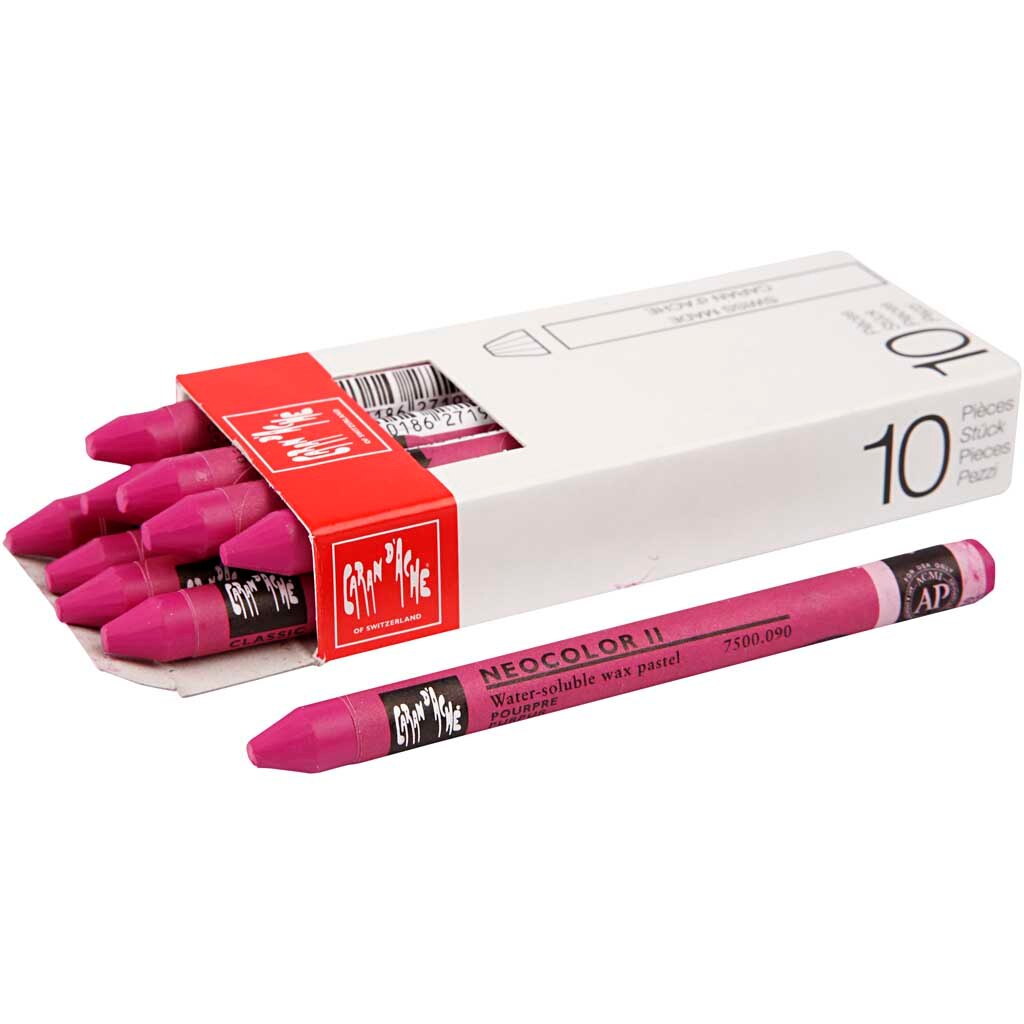 Set 10 creioane cerate, Caran d'Ache, Neocolor II, 10 cm, Fuchsia