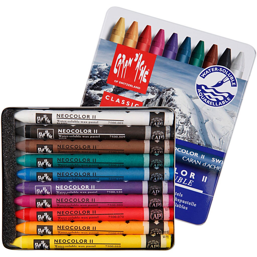 Set 10 creioane cerate, Caran d'Ache, Neocolor II, 10 cm, Multicolor