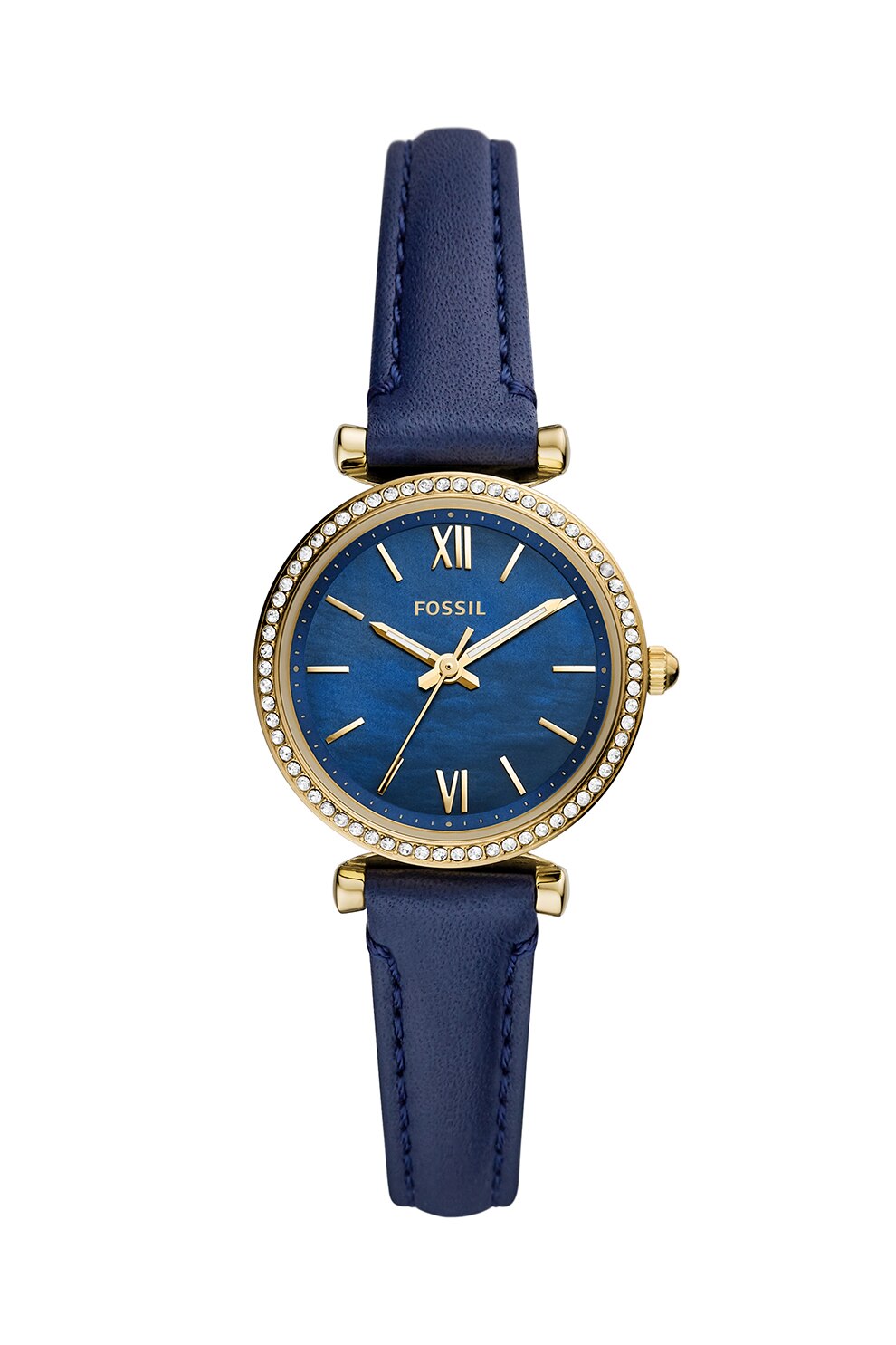 Fossil, Ceas quartz cu o curea de piele, Bleumarin/Auriu