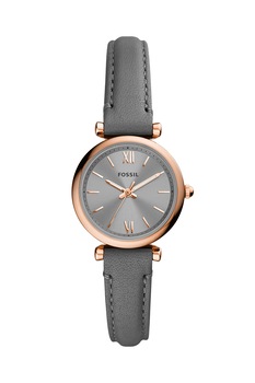 Fossil, Ceas quartz cu o curea de piele, Gri inchis/Auriu rose Fossil, Ceas quartz cu o curea de piele, Gri inchis/Auriu rose