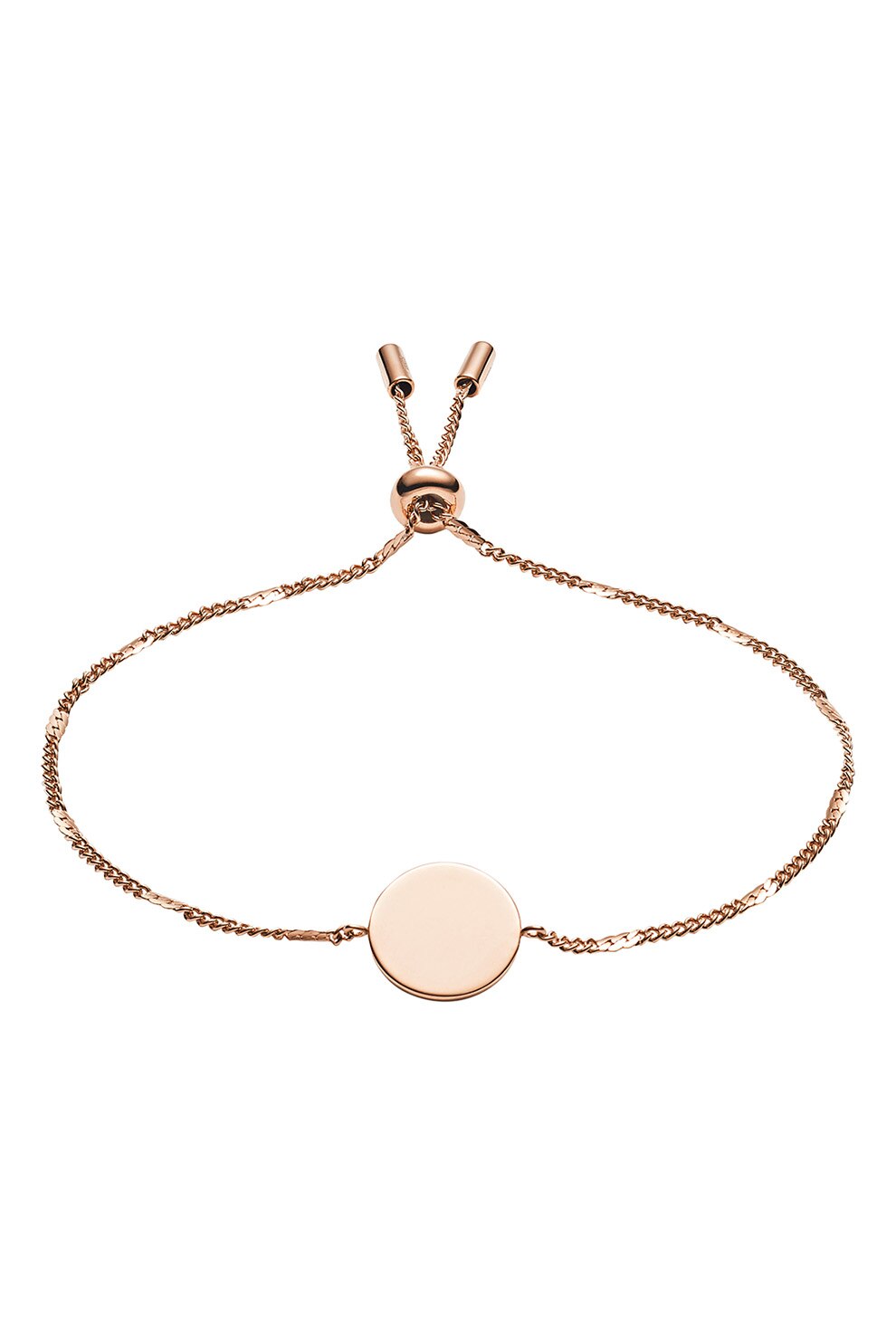 Fossil, Bratara de otel inoxidabil cu talisman in forma de moneda, Auriu rose