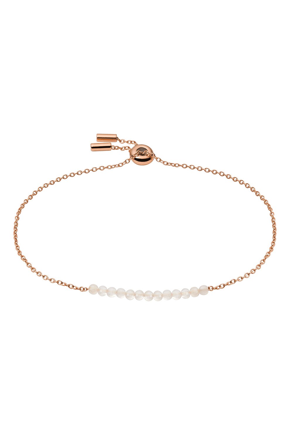 Fossil, Bratara de otel inoxidabil cu margele, Auriu rose/alb