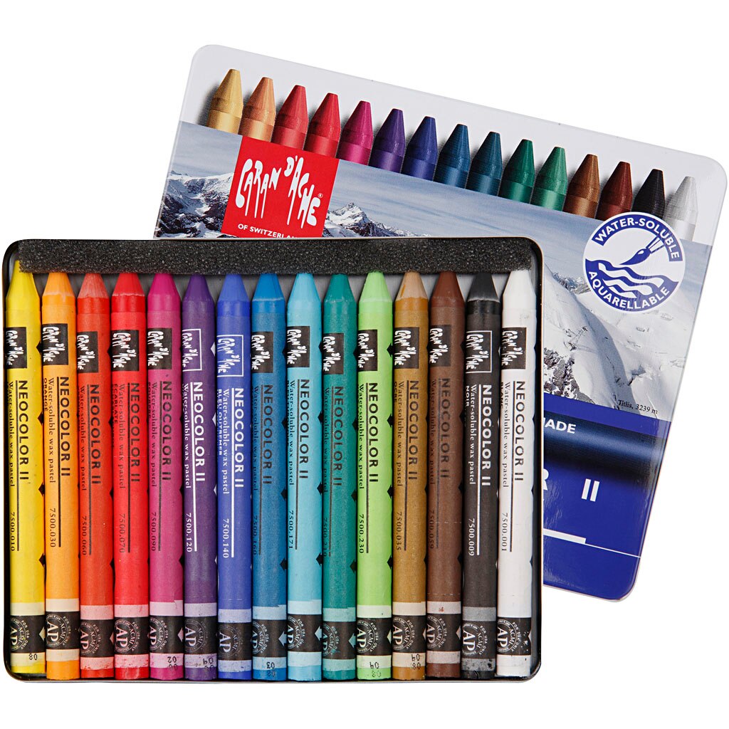 Set 15 creioane cerate, Caran d'Ache, Neocolor II, 10 cm, Multicolor